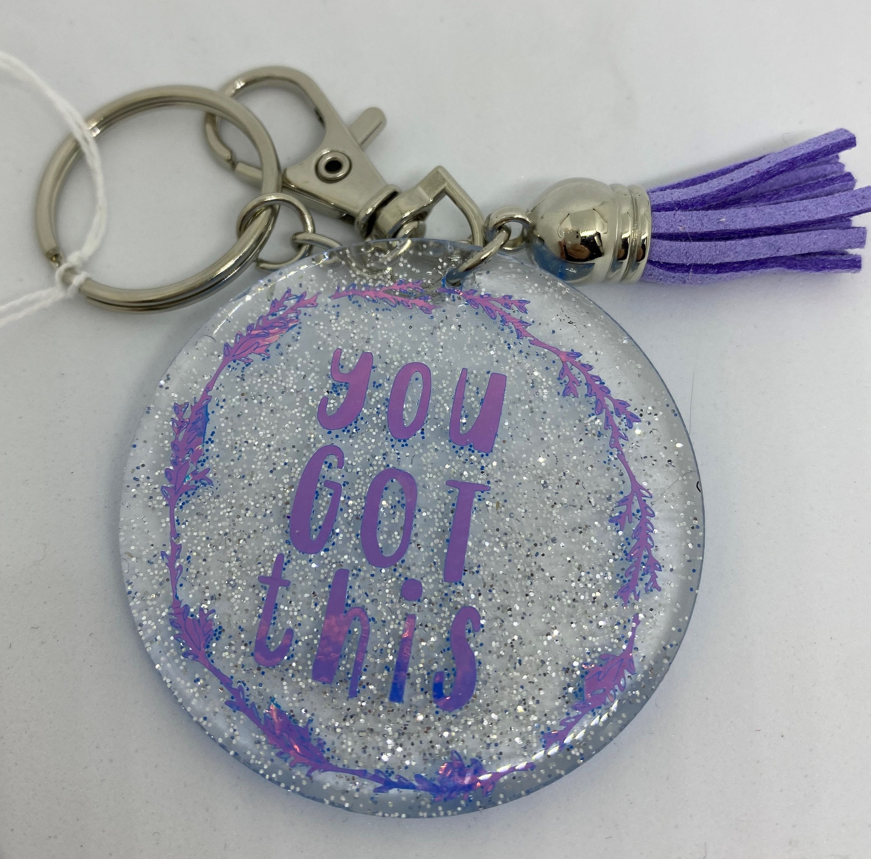 Custom Made Keychains epoxy resin and glittter uplifting Etsy