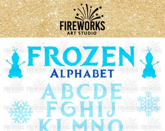Frozen svg - Frozen Font Alphabet Cuttable SVG DXF EPS Studio Studio3 - Png Jpg files for Silhouette Studio, Cricut, Cameo