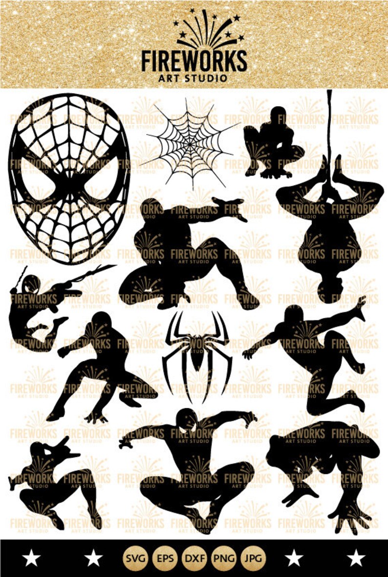 Download Spiderman Silhouette Bundle SVG Birthday Superhero digital ...