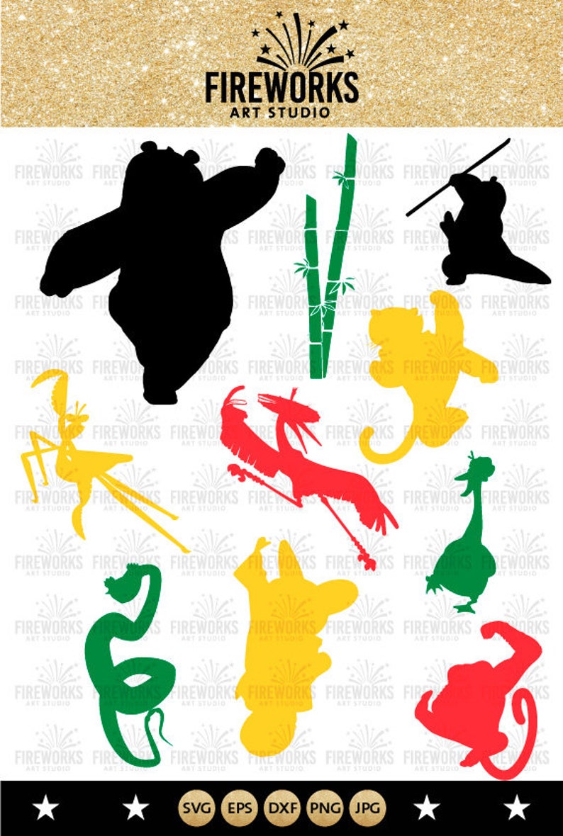 Kung Fu Panda Svg Kung Fu Panda Silhouette Svg Dxf Png Eps Etsy