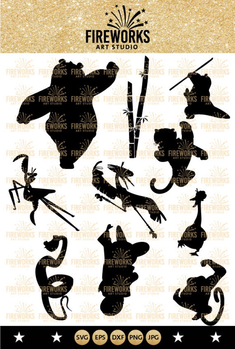 Kung Fu Panda Svg Kung Fu Panda Silhouette Svg Dxf Png Eps Etsy