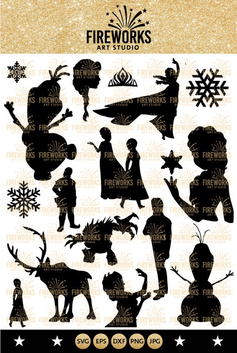 Frozen Silhouettes Anna Elsa &amp; Olaf Disney Inspired Bundle | Etsy