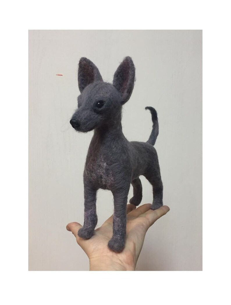 \u0425oloitzcuintle needle felted Dog sculpture Mexiczn hairless dog in needle felting technique from wool handmade holoitzcuintli OAAK toy