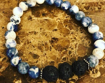 Sodalite and Lava Stone Oil Diffuser Bracelet