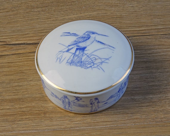 Arturia Limoges Porcelain Trinket Box. Kingfisher