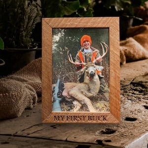 First Buck Photo Frame Deer Hunting Gift Photo Frame Picture Frame Engraved Gift Wooden Photo Frame 4x6 5x7