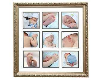 16x16 Silver Collage Frame, Picture Frame Collage with 9 Photo Openings