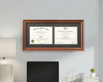 Double Diploma Framed, Two Certificates One Frame, 8.5x11 Graduation Frame, 11x14 Professional Framing, Gift for Graduate