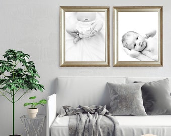 Silver Gallery Wall Set.  TWO Large Wall Frames, Family Portrait Frames