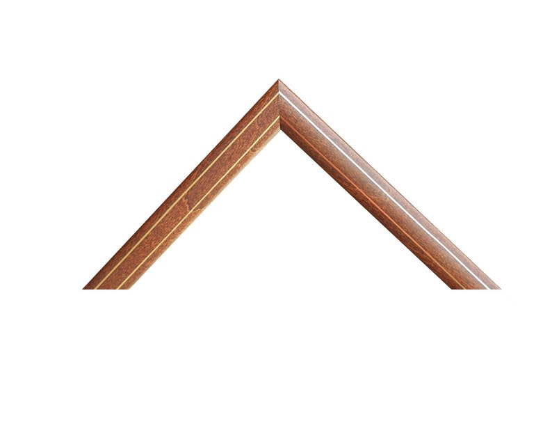 Square Picture Frame Small Walnut Frame With Gold Pin Stripes