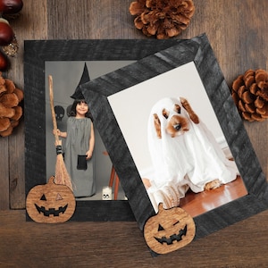 Happy Pumpkin Picture Frame Rustic Halloween Photo Frame 4x6 5x7 Spooky Frame Gift Frame from Grandkids Fall Autumn Picture Frame