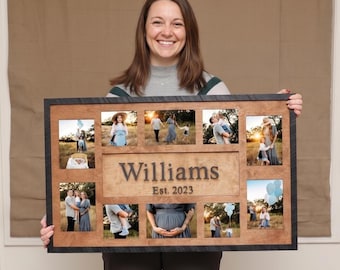 Family Memories Collage Frame, Personalized Wall Frame, Gallery Wall Frame, Gift for Mom Grandma, Wedding Anniversary Gift