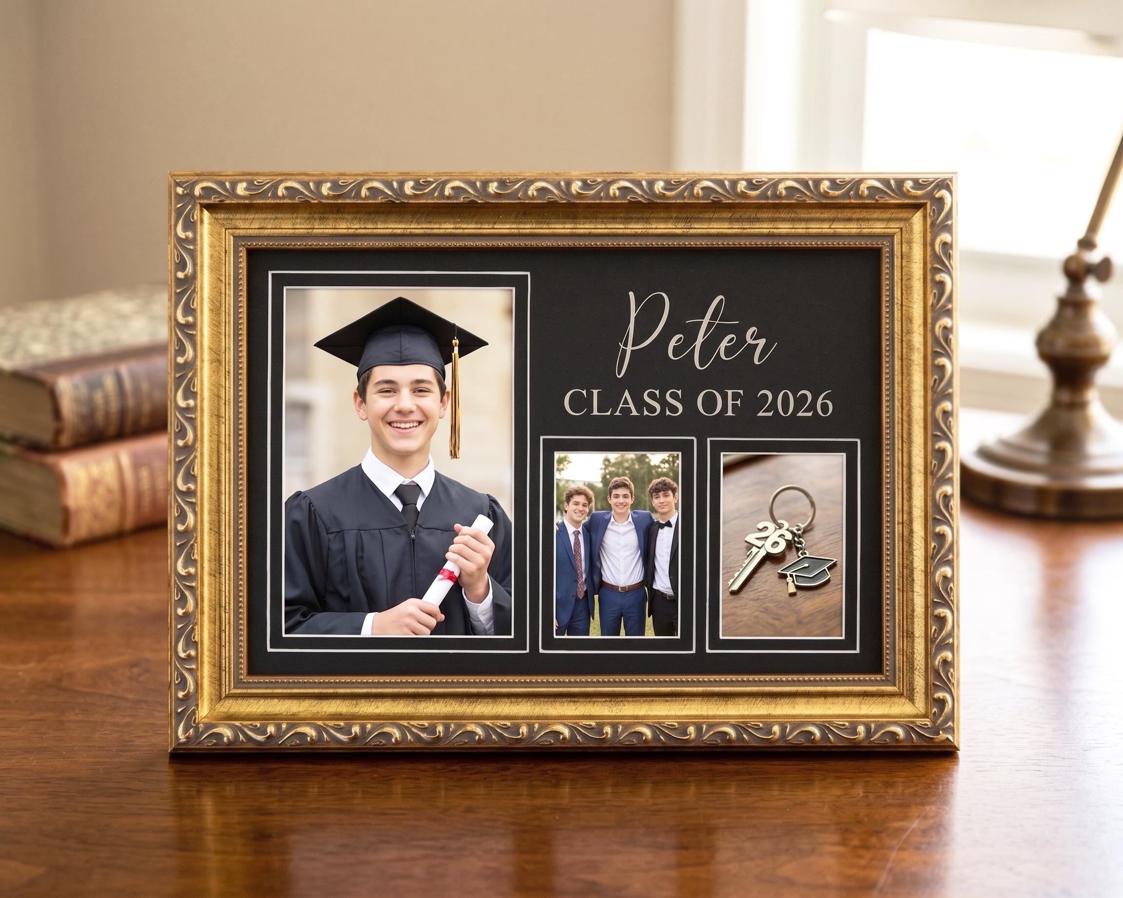 Gold Graduation Picture Frame 4x6 and Wallets, Class Year Display Frame ...