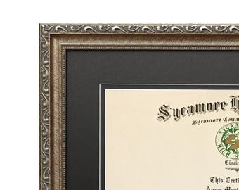 Diploma Frame, Silver Certificate Frame, 8.5x11 11x14 Diploma Frames, Frame for Degree, Gift for Graduate, Class of 2025, Graduation Gift
