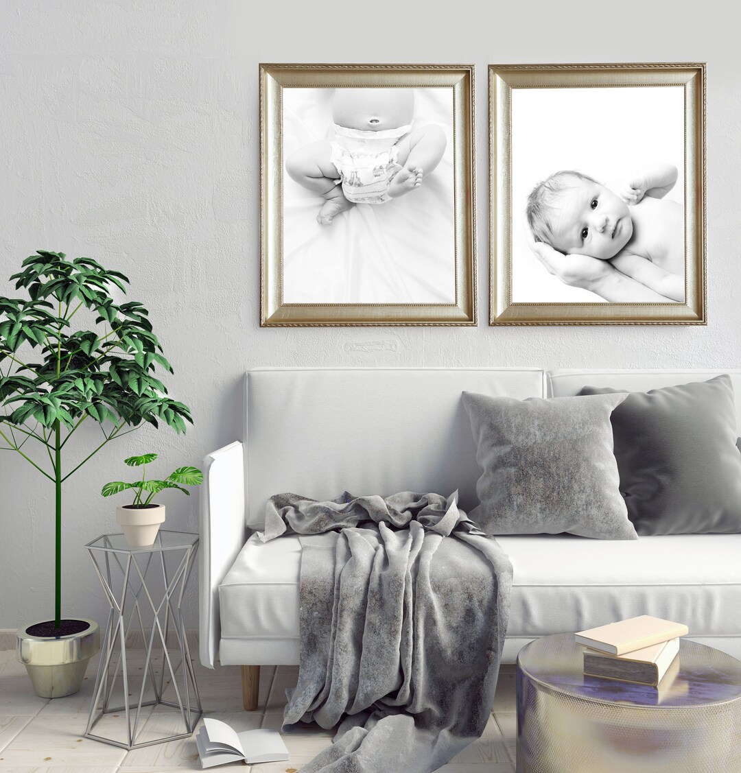 Silver Gallery Wall Set. TWO Large Wall Frames, Family Portrait Frames