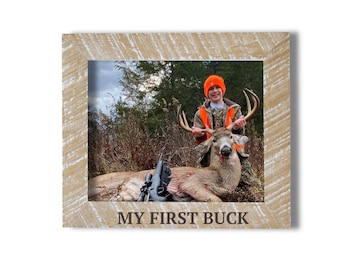 First Buck Photo Frame, Deer Hunting Gift, Photo Frame, Picture Frame, Engraved Gift, Wooden Photo Frame, 4x6, 5x7