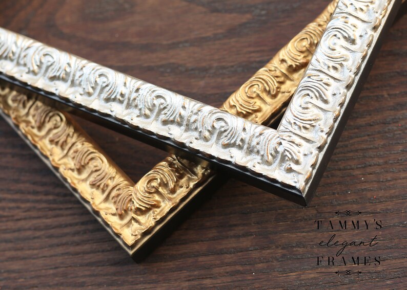 Antique Gold Picture Frame, Ornate Photo Frames, Custom size frames, Home Wall Décor, Square 8x8, 12x12, Sizes in 5x7, 8x10, 11x14, 16x20 image 5