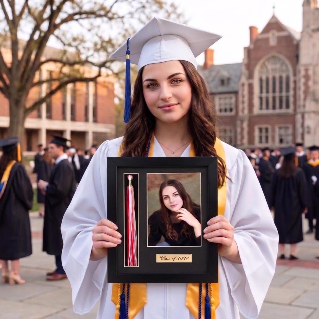 Graduete Frame College Graduation Frame With Tassel Holder, Satin Black Frame With ...