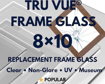 8x10 Replacement Picture Frame Glass – Tru Vue Glass Cut to Size – Clear, Non-Glare, UV, Museum