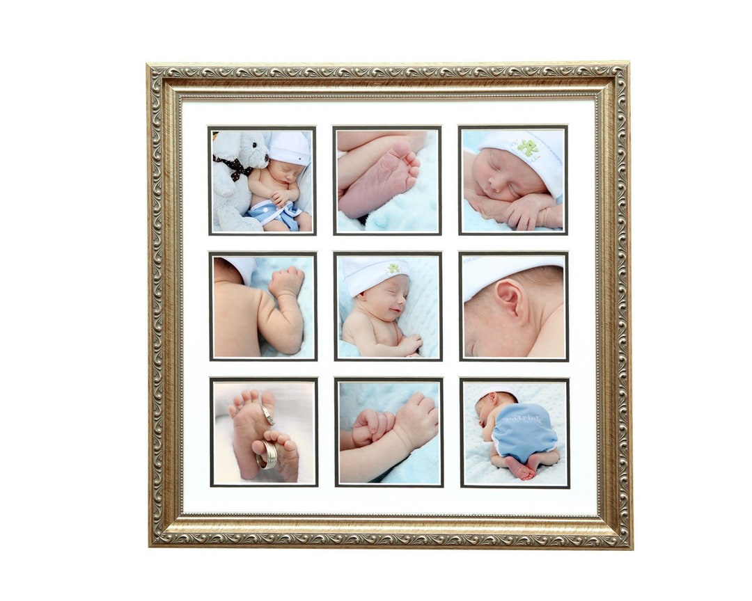 16x16 Silver Collage Frame Picture Frame Collage With 9 Photo Etsy
