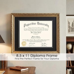 May include: A framed diploma from Pepperdine University, featuring a gold-colored frame with an ornate design. The diploma is 8.5 x 11 inches and includes the text "Master of Science" and the name Mario Alberto Salazar.