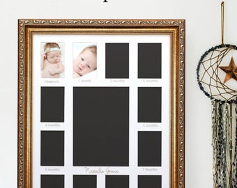 First Time Mom Gift, Birth to One Year Photo Frame, Baby Shower Gift, Mother's Day Picture Frame, One Year Baby Photos