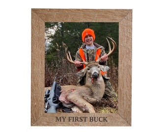 First Buck Photo Frame, Deer Hunting Gift, Photo Frame, Picture Frame, Engraved Gift, Wooden Photo Frame, 4x6, 5x7