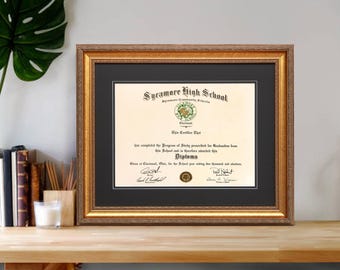 Gold Diploma Frame, Professional Frame for College Degree, 2025 Senior Graduate Gift, 8.5x11 Diploma Framed, Frame for Doctorate Degree