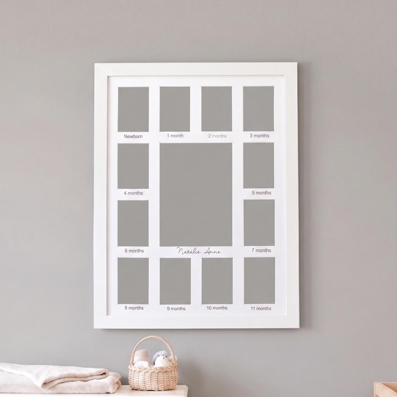 Nursery Decor Baby First Year Frame, Personalized Baby Picture Frame ...