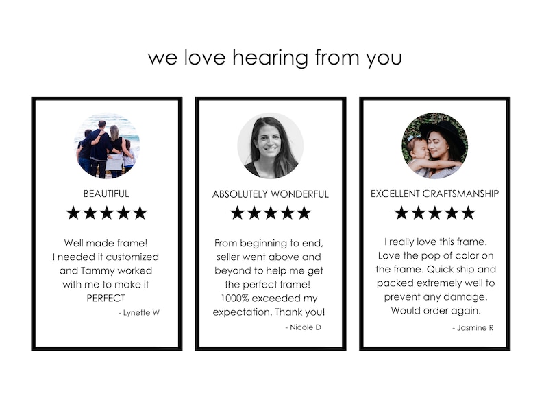 Puede incluir: Tres rese&ntilde;as de clientes para un cuadro enmarcado. Las rese&ntilde;as son todas positivas e incluyen cinco estrellas. La primera rese&ntilde;a dice "Precioso" y "&iexcl;Marco bien hecho! Necesitaba que lo personalizaran y Tammy trabaj&oacute; conmigo para hacerlo PERFECTO - Lynette W". La segunda rese&ntilde;a dice "Absolutamente maravilloso" y "Desde el principio hasta el final, el vendedor hizo todo lo posible para ayudarme a conseguir el marco perfecto. &iexcl;Super&oacute; mis expectativas al 1000&nbsp;%! &iexcl;Gracias! - Nicole D". La tercera rese&ntilde;a dice "Excelente artesan&iacute;a" y "Realmente me encanta este marco. Me encanta el toque de color en el marco. Env&iacute;o r&aacute;pido y empaquetado extremadamente bien para evitar cualquier da&ntilde;o. Volver&iacute;a a pedirlo. - Jasmine R".