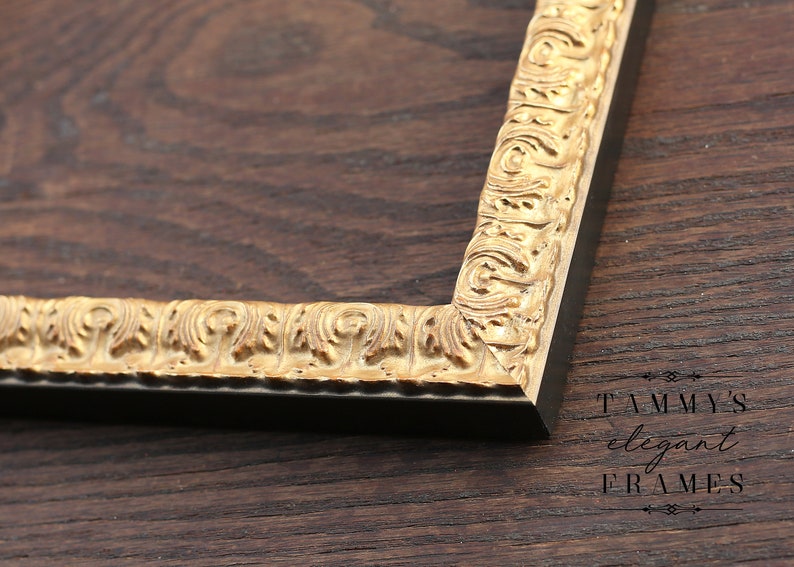 Antique Gold Picture Frame, Ornate Photo Frames, Custom size frames, Home Wall Décor, Square 8x8, 12x12, Sizes in 5x7, 8x10, 11x14, 16x20 image 3