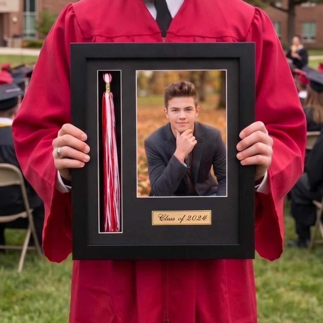 Graduation Tassel Frame With Metal Plate, Satin Black Picture Frame ...