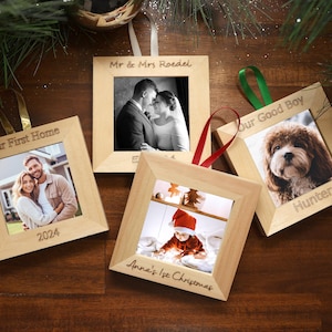 Personalized Ornaments, Photo Frame Christmas Gift, Picture Framed Ornament, Stocking Stuffer, Custom Gift Frames, Holiday Ornament Keepsake