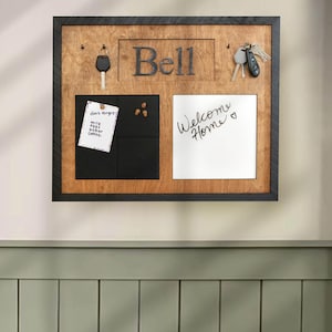 Kitchen Organizer Key Holder for Wall Family Message Board Personalized Pin Board Wall Key Holder Entryway Command Center
