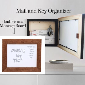 Entryway Mail and Key Organizer, Framed Mail Holder, Key Hanger for Wall, Organized Message Board, Family Message Center, Housewarming Gift