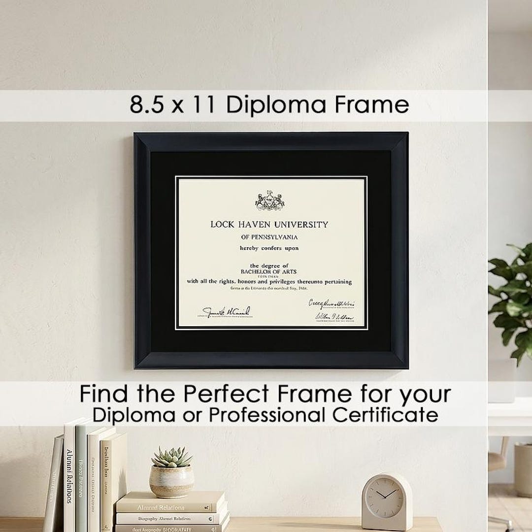 8.5x11 College Degree Frame, Solid Wood Diploma Frame, Custom Mat ...
