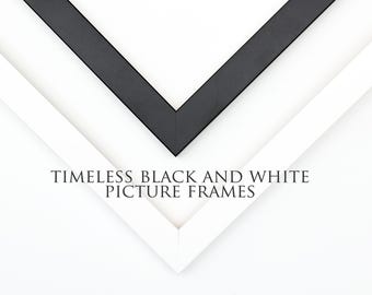Black and White Picture Frames, Classic Black Frame, Timeless White Wall Gallery, Minimalist Home Decor, Custom Framing Sizes Available