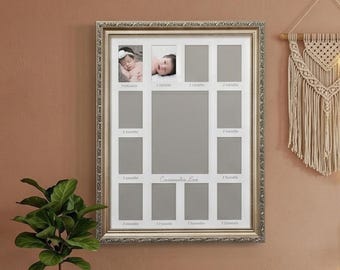 Baby's First Year, Birth to 12 month Picture Frame, Personalized Baby's Photo Frame, Baby Shower Gift, Gift for New Mom