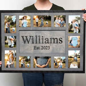 Mother&#39;s Day Collage Frame, Personalized Gift for Mom Grandma, Large Gray Wall Frame, Collage Picture Frame, Over The Couch Wall Decor