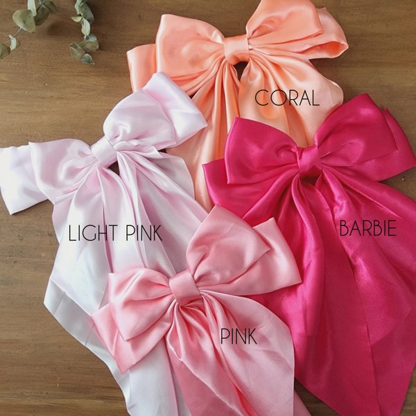 Long Satin Bow | Long hair bow| Long Easter Bow | Long tail Hair Bow | Brides made Gift | Wedding Accessories | Long Hair Bow Clip Coquette