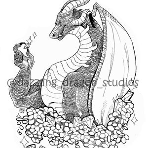 Dragon coloring page, digital download, printable coloring page, adult coloring page, kids coloring page, pen and ink print
