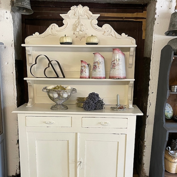 Uraltes Buffet, Küchenbuffet, Kommode mit Aufsatz, Schrank, Frankreich, Vintage, Shabby