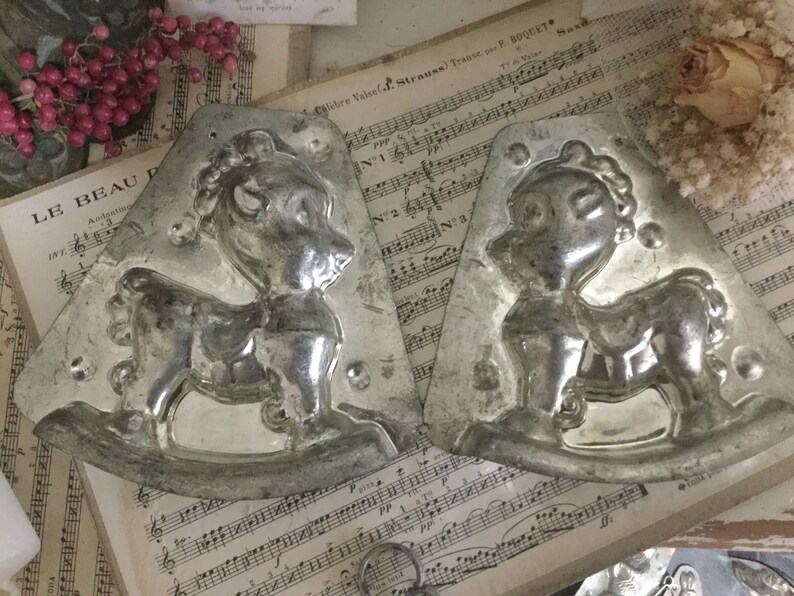 shabby vintage Ancient chocolate shape rocking horse