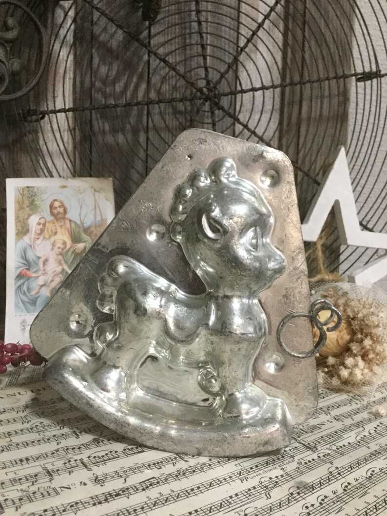 shabby vintage Ancient chocolate shape rocking horse