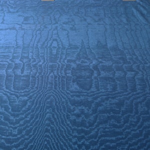 Blue Silk Moire Fabric, Upholstery and Sewing Fabric by the Yard or Meter.  Special Weaves From Anatolian Heritages. 
