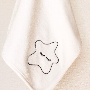 Baby face towel with Star embroidery. Bamboo fabric. Size 11,5x12,5 inch/30x32cm image 2