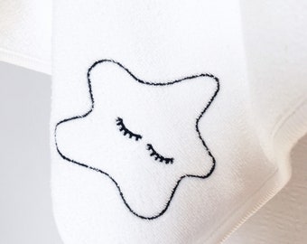 Baby face towel with Star embroidery. Bamboo fabric. Size 11,5x12,5 inch/30x32cm