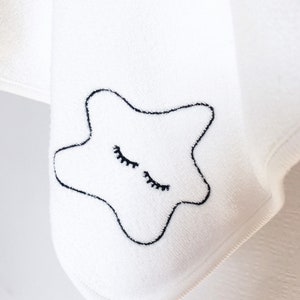 Baby face towel with Star embroidery. Bamboo fabric. Size 11,5x12,5 inch/30x32cm Towel