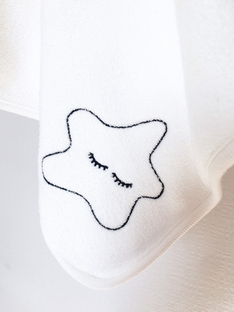 Baby face towel with Star embroidery. Bamboo fabric. Size 11,5x12,5 inch/30x32cm Towel