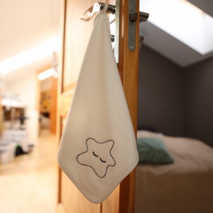 Baby face towel with Star embroidery. Bamboo fabric. Size 11,5x12,5 inch/30x32cm image 4